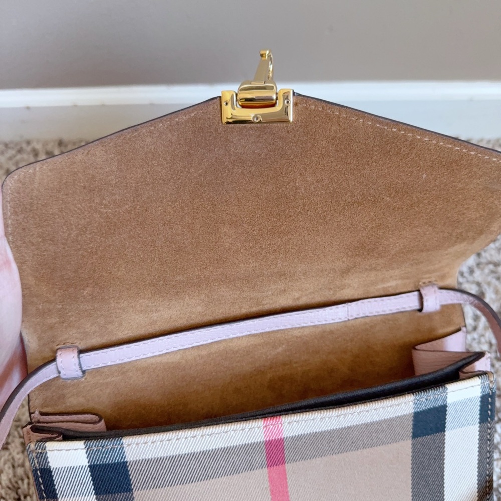 Burberry Macken Crossbody Bag Leather and House Check Canvas Small - Picture 8 of 11